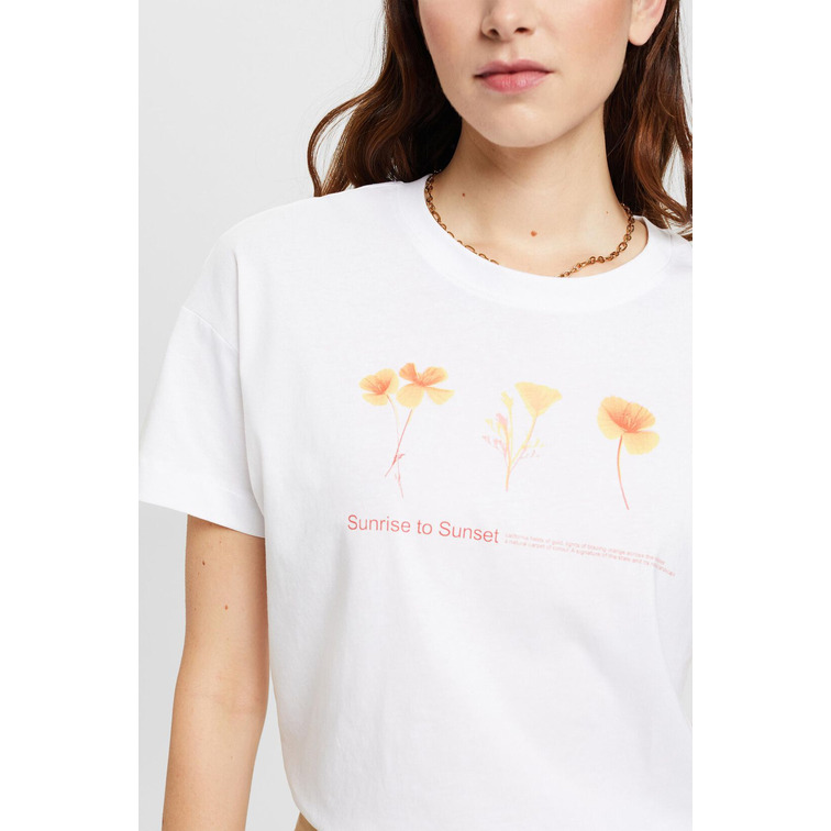CAMISETA CON ESTAMPADO FLORAL EN EL PECHO MUJER ESPRIT
