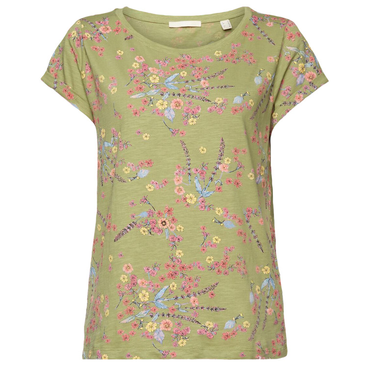 CAMISETA DE ALGODÓN CON ESTAMPADO FLORAL MUJER ESPRIT