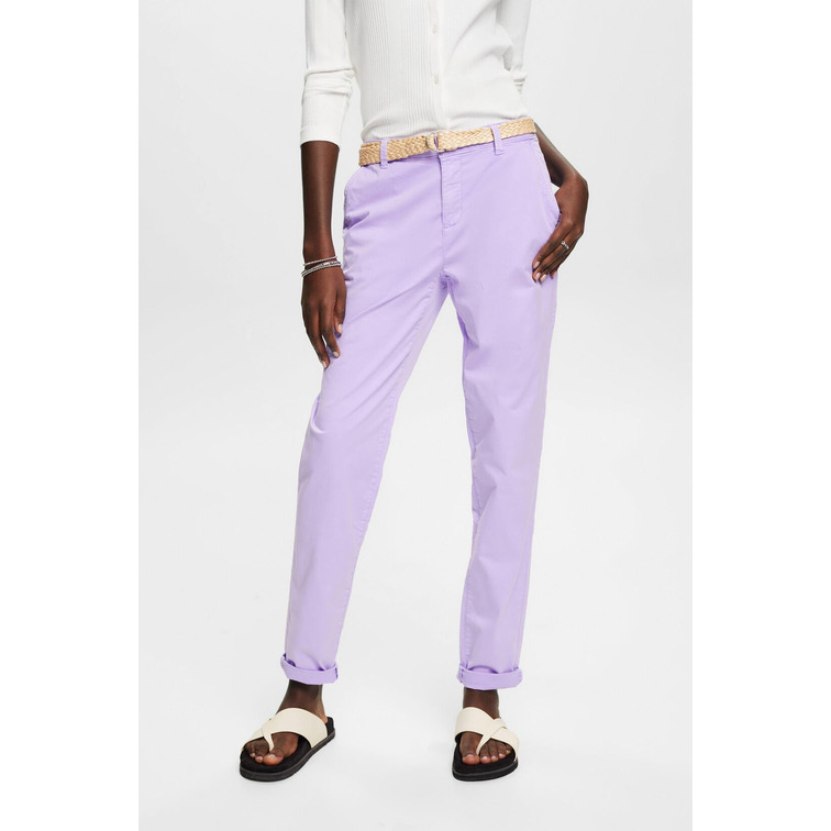 PANTALÓN CHINO ELÁSTICO LIGERO CON CINTURÓN MUJER ESPRIT