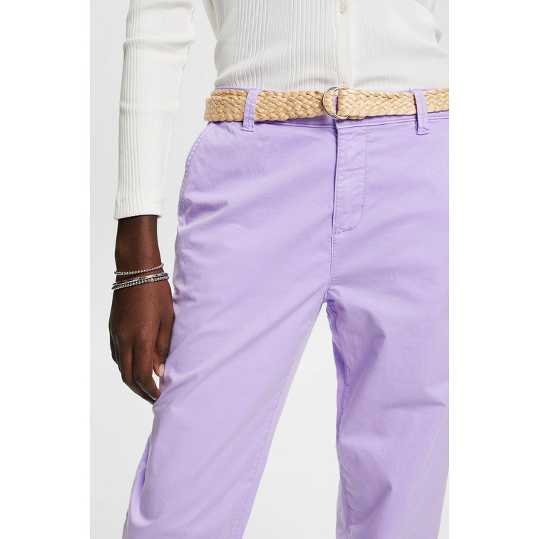 PANTALÓN CHINO ELÁSTICO LIGERO CON CINTURÓN MUJER ESPRIT