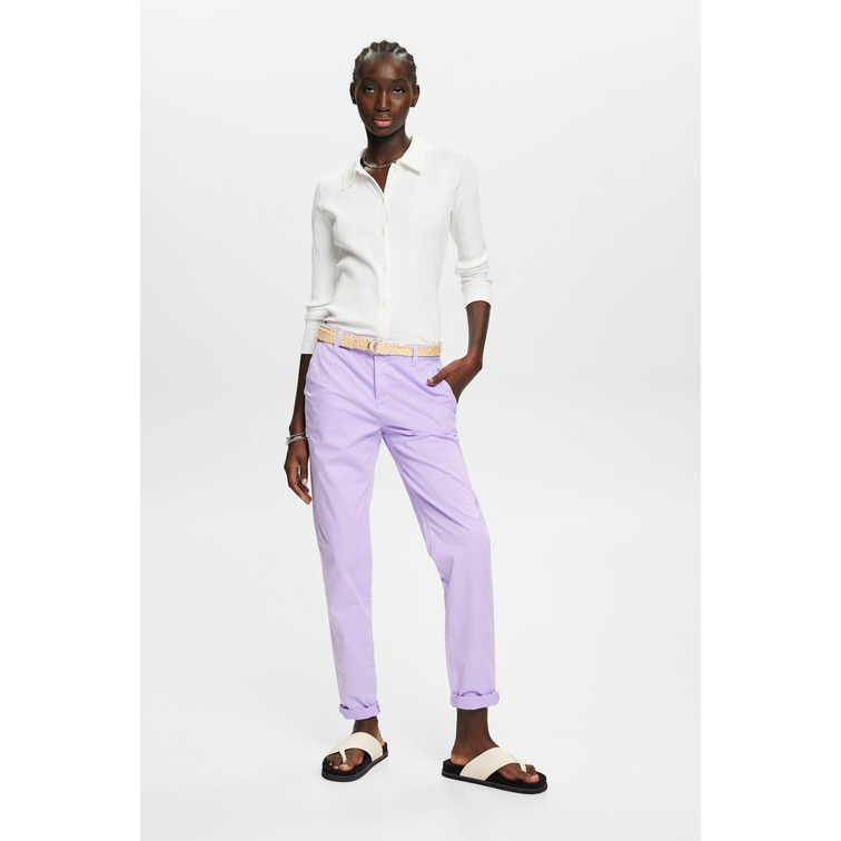 PANTALÓN CHINO ELÁSTICO LIGERO CON CINTURÓN MUJER ESPRIT