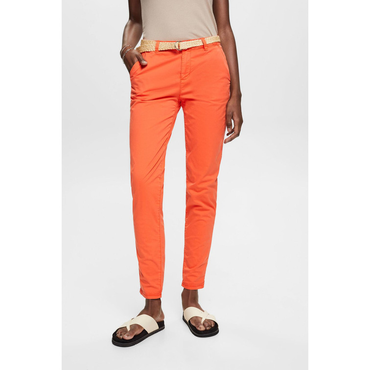 PANTALÓN CHINO ELÁSTICO LIGERO CON CINTURÓN MUJER ESPRIT