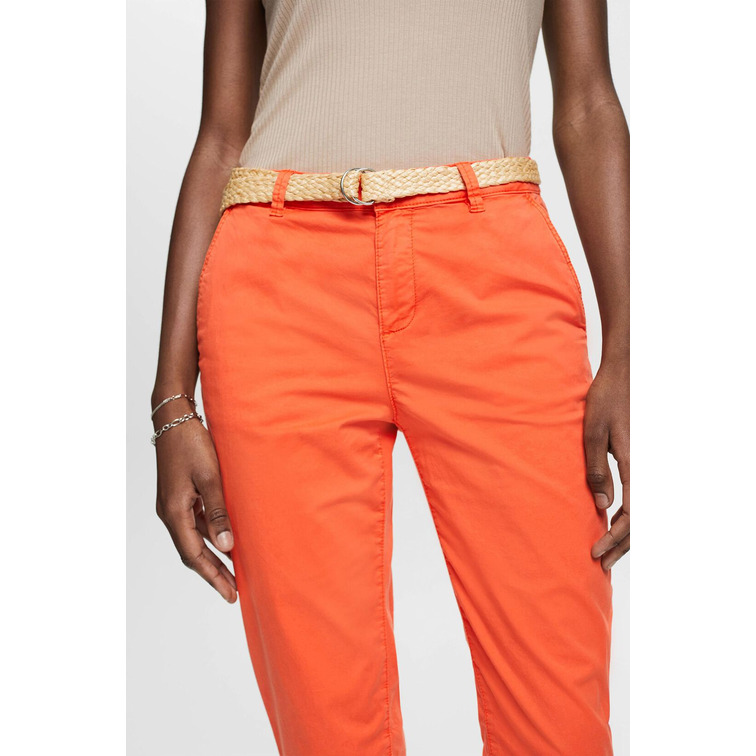PANTALÓN CHINO ELÁSTICO LIGERO CON CINTURÓN MUJER ESPRIT