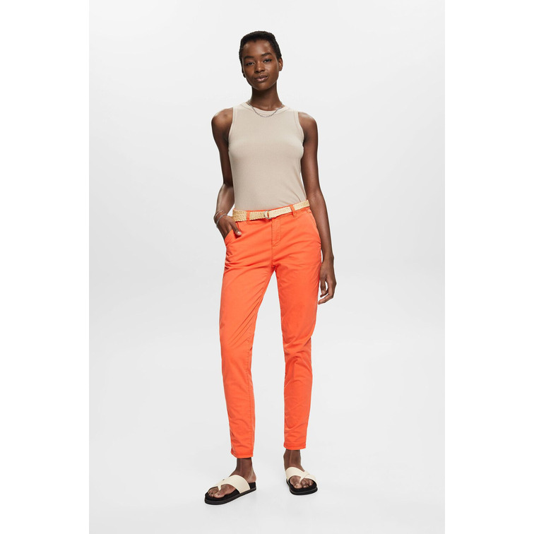 PANTALÓN CHINO ELÁSTICO LIGERO CON CINTURÓN MUJER ESPRIT
