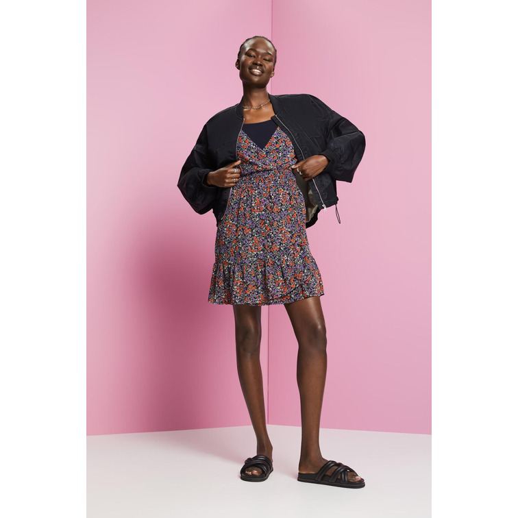 MINIVESTIDO FLORAL CON CINTURA FRUNCIDA MUJER ESPRIT