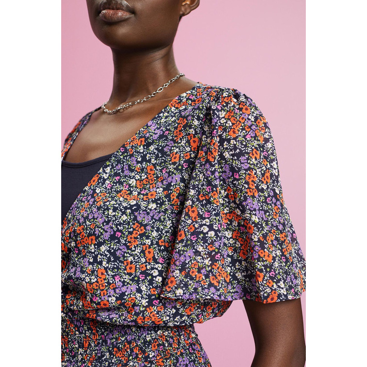 MINIVESTIDO FLORAL CON CINTURA FRUNCIDA MUJER ESPRIT