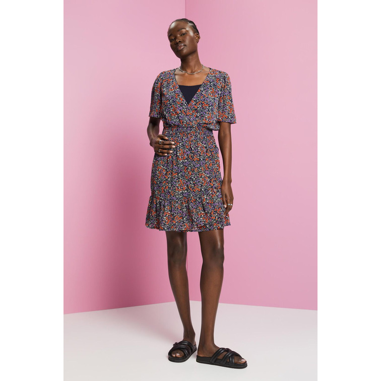 MINIVESTIDO FLORAL CON CINTURA FRUNCIDA MUJER ESPRIT