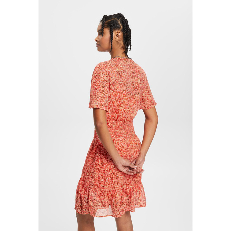 MINIVESTIDO FLORAL CON CINTURA FRUNCIDA MUJER ESPRIT