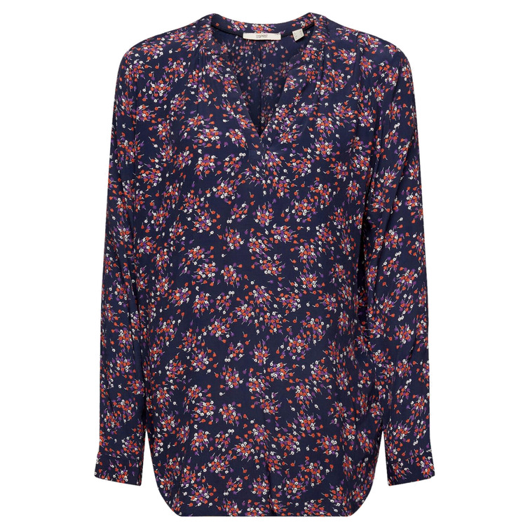 BLUSA CON DISEÑO FLORAL Y CUELLO EN PICO MUJER ESPRIT