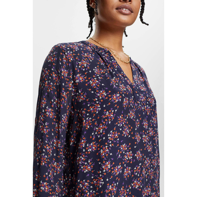 BLUSA CON DISEÑO FLORAL Y CUELLO EN PICO MUJER ESPRIT