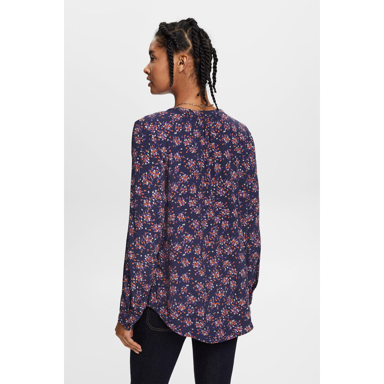 BLUSA CON DISEÑO FLORAL Y CUELLO EN PICO MUJER ESPRIT