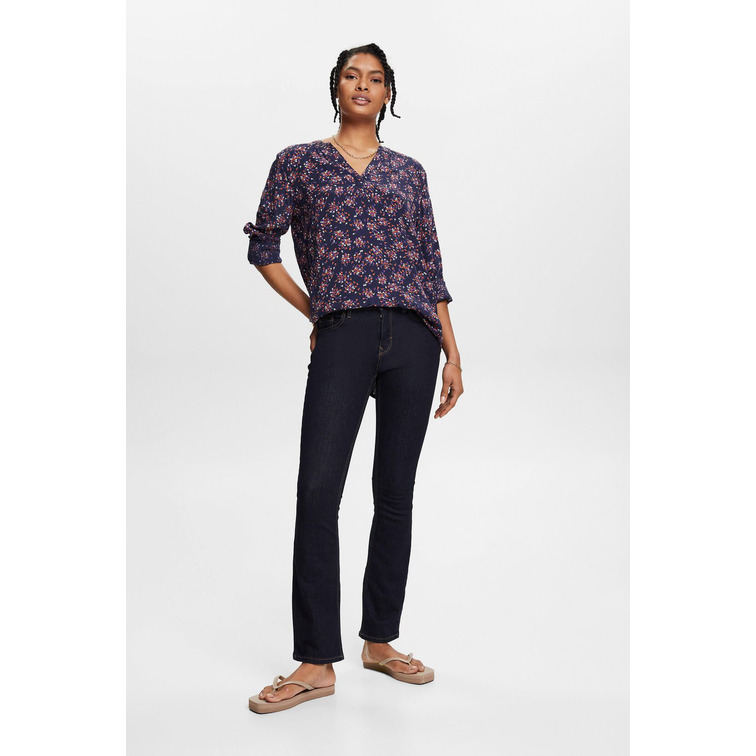 BLUSA CON DISEÑO FLORAL Y CUELLO EN PICO MUJER ESPRIT