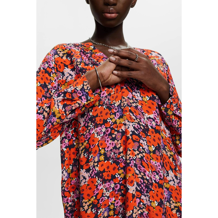 BLUSA CON DISEÑO FLORAL Y CUELLO EN PICO MUJER ESPRIT