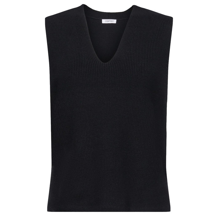 CHALECO DE PUNTO ACANALADO CON CUELLO PICO MUJER ESPRIT