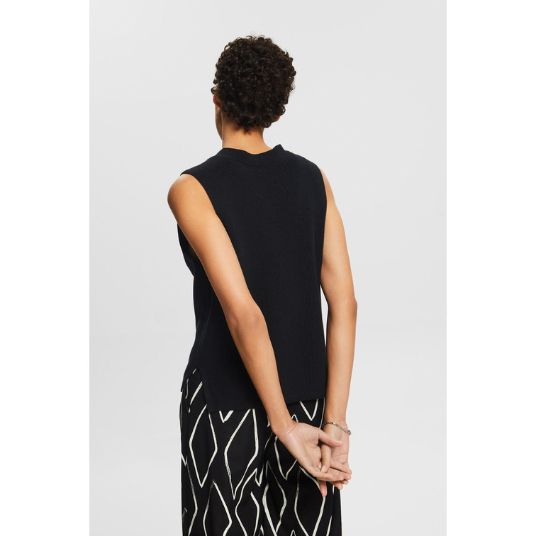 CHALECO DE PUNTO ACANALADO CON CUELLO PICO MUJER ESPRIT