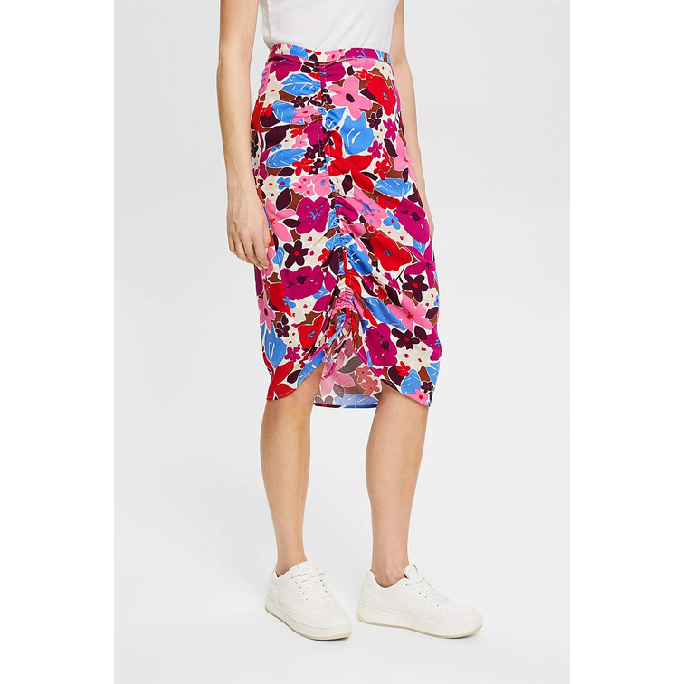 FALDA MIDI CON FRUNCES MUJER ESPRIT