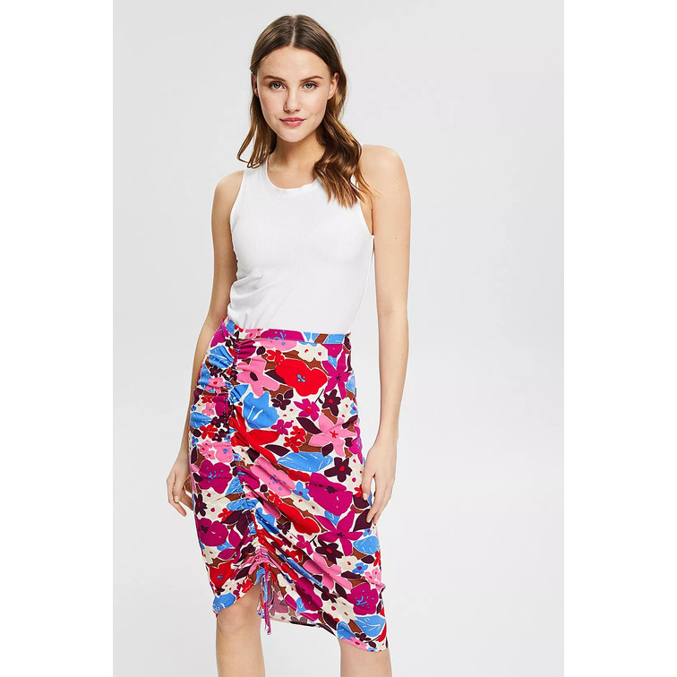 FALDA MIDI CON FRUNCES MUJER ESPRIT