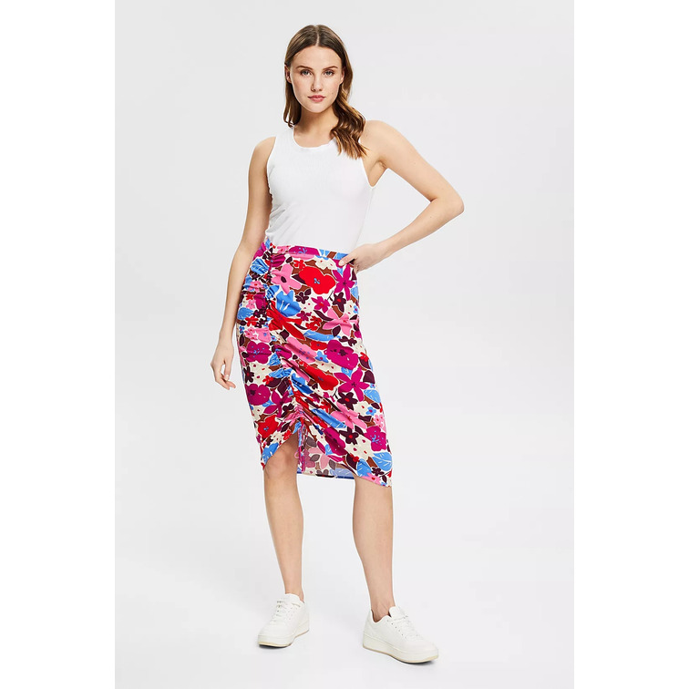 FALDA MIDI CON FRUNCES MUJER ESPRIT