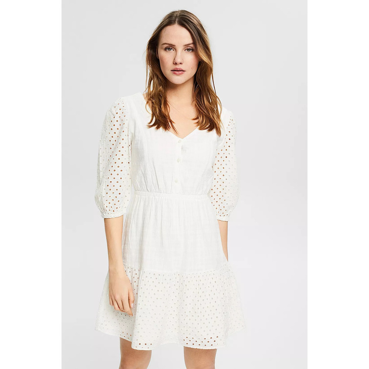 VESTIDO ACAMPANADO CON BORDADO CALADO MUJER ESPRIT