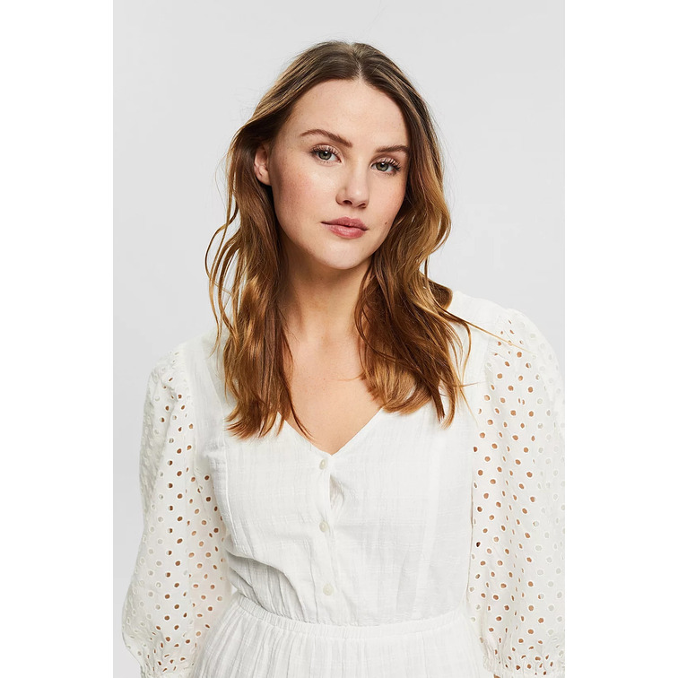 VESTIDO ACAMPANADO CON BORDADO CALADO MUJER ESPRIT