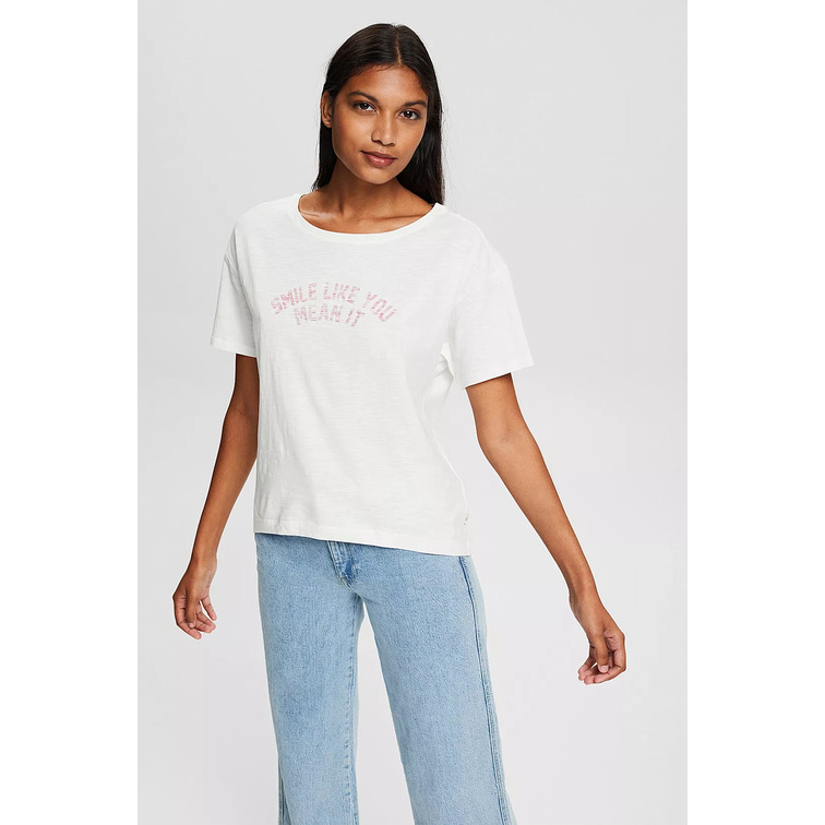 CAMISETA EN ALGODÓN ECOLÓGICO CON MENSAJE MUJER ESPRIT
