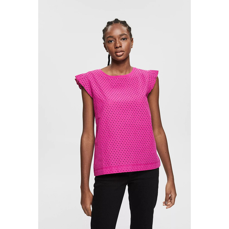 CAMISETA CON BORDADO CALADO MUJER ESPRIT