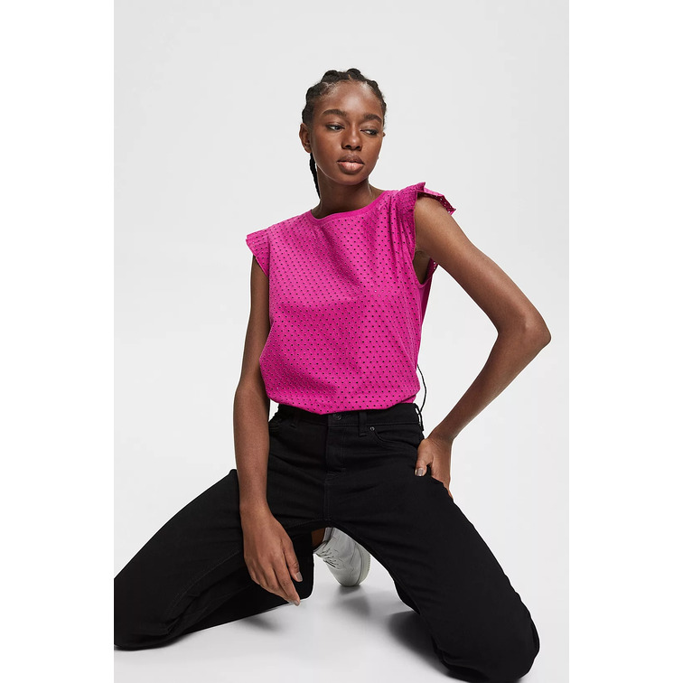 CAMISETA CON BORDADO CALADO MUJER ESPRIT