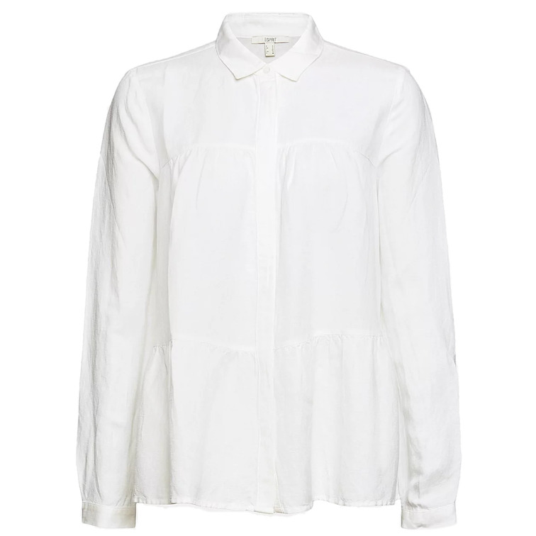 BLUSA CON VOLANTES EN MEZCLA DE LINO MUJER ESPRIT