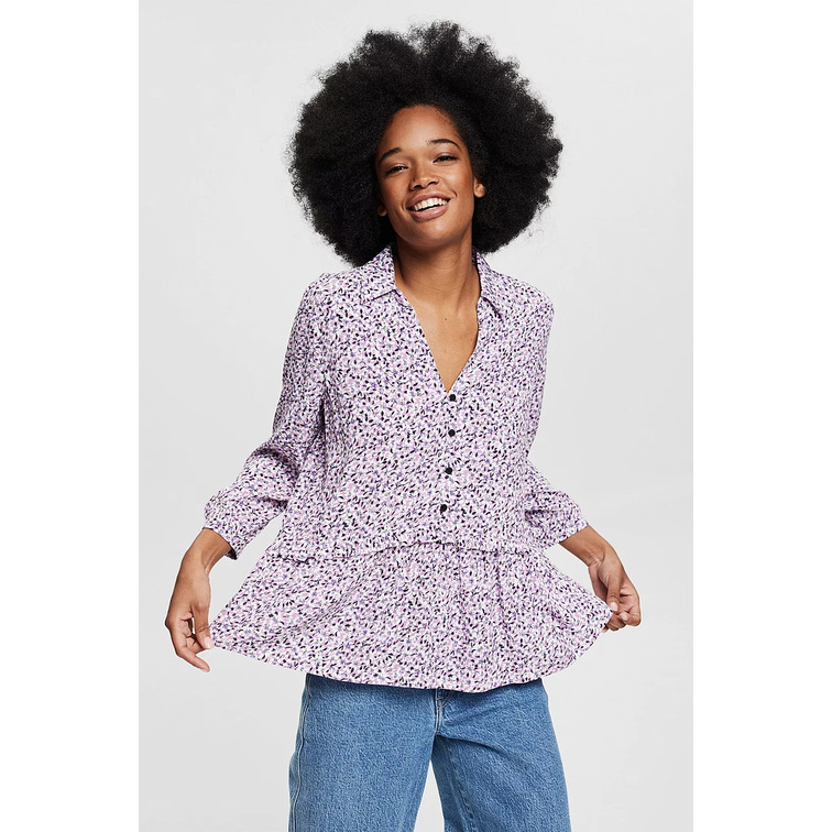 BLUSA CON VOLANTES Y ESTAMPADO FLORAL MUJER ESPRIT