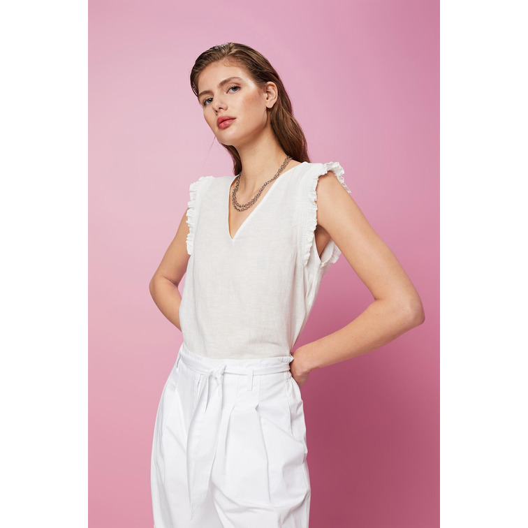 BLUSA SIN MANGAS EN MEZCLA DE LINO MUJER ESPRIT