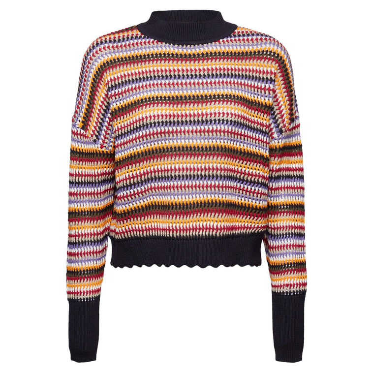 JERSEY CORTO DE MALLA A RAYAS MUJER ESPRIT