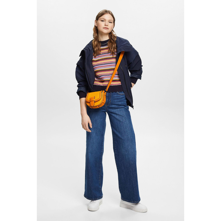 JERSEY CORTO DE MALLA A RAYAS MUJER ESPRIT