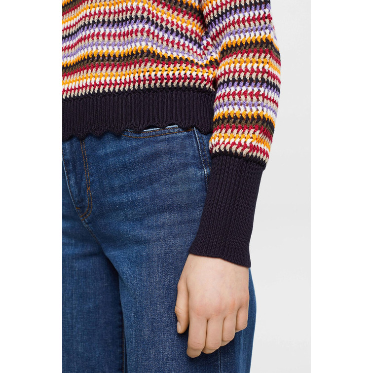 JERSEY CORTO DE MALLA A RAYAS MUJER ESPRIT