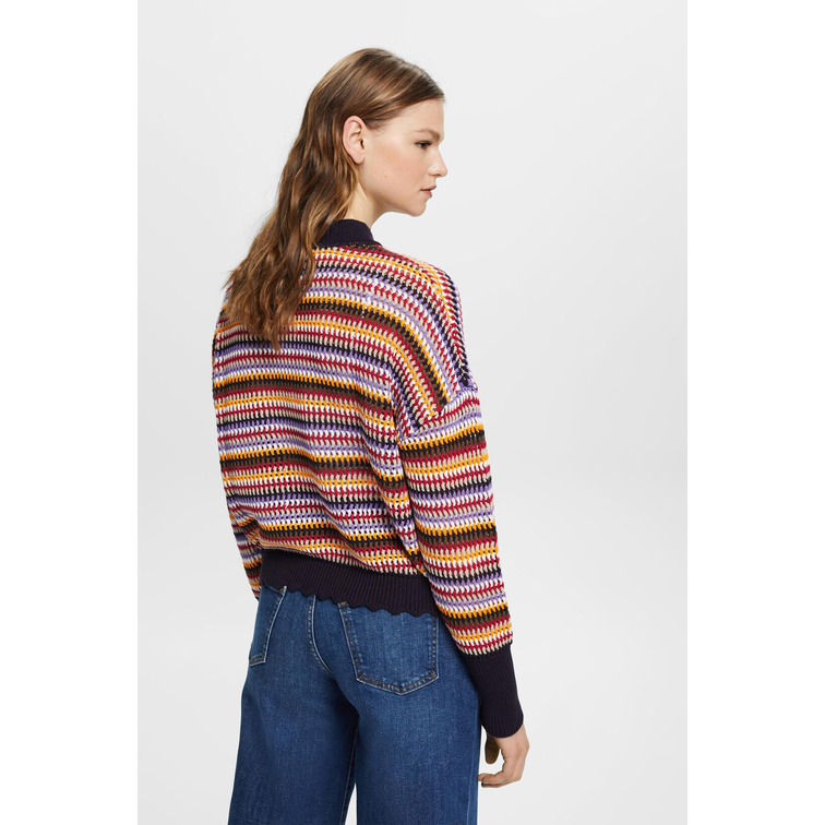 JERSEY CORTO DE MALLA A RAYAS MUJER ESPRIT