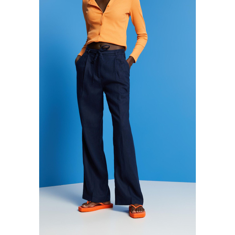 PANTALÓN DE LINO DE CORTE ANCHO MUJER ESPRIT