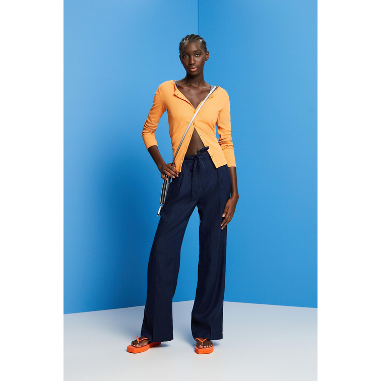 PANTALÓN DE LINO DE CORTE ANCHO MUJER ESPRIT