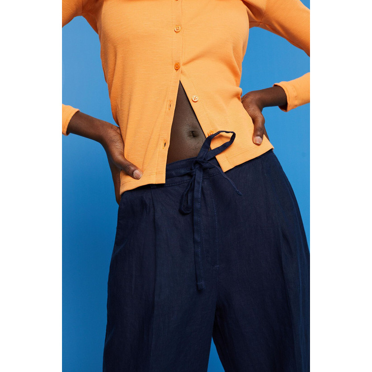 PANTALÓN DE LINO DE CORTE ANCHO MUJER ESPRIT