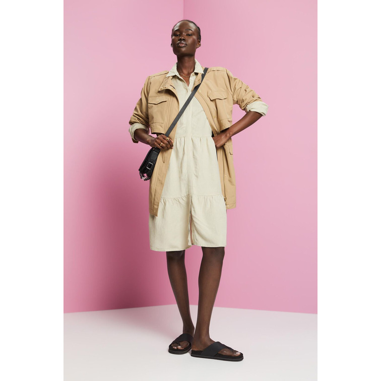 MINIVESTIDO CAMISERO EN MEZCLA DE LINO MUJER ESPRIT