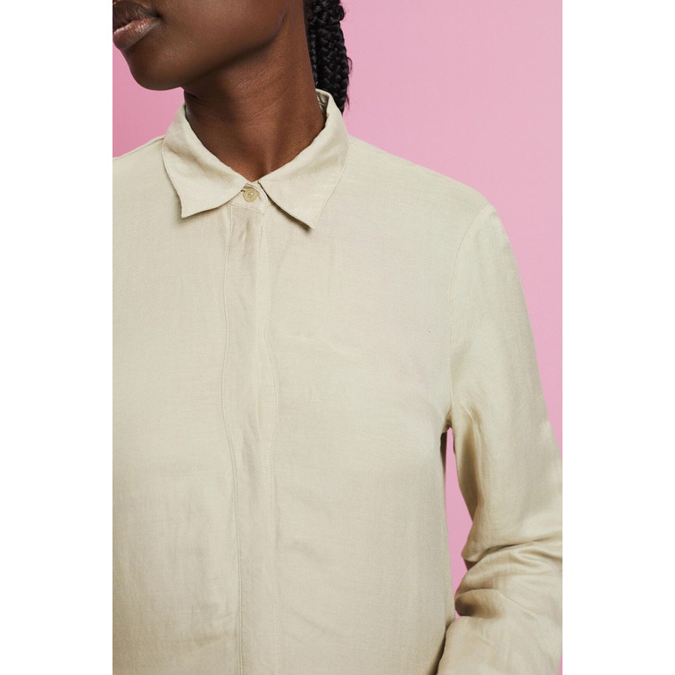 MINIVESTIDO CAMISERO EN MEZCLA DE LINO MUJER ESPRIT