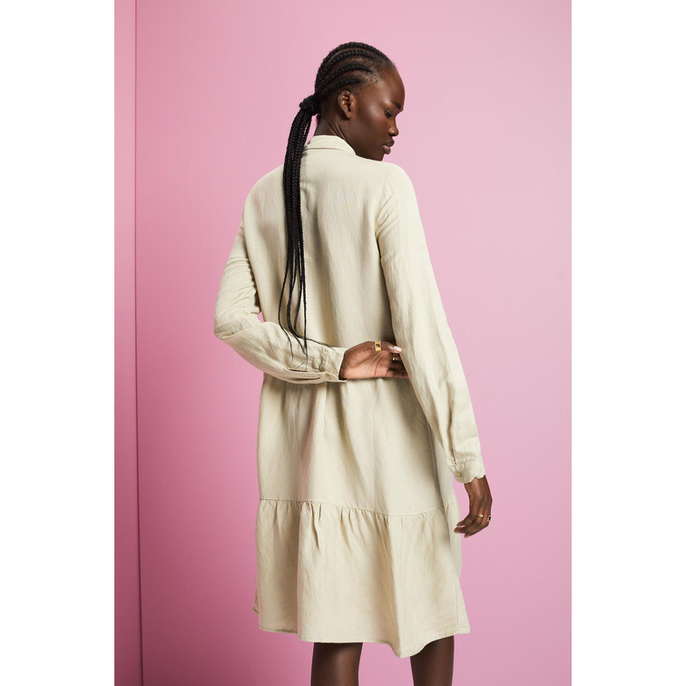 MINIVESTIDO CAMISERO EN MEZCLA DE LINO MUJER ESPRIT