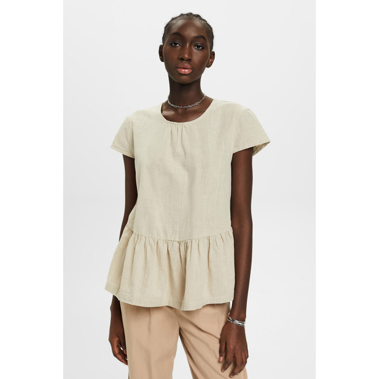 BLUSA DE ALGODÓN SOSTENIBLE CON MANGA CORTA MUJER ESPRIT
