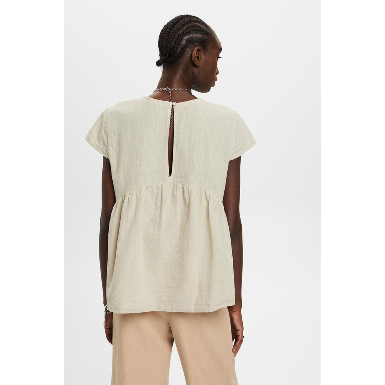 BLUSA DE ALGODÓN SOSTENIBLE CON MANGA CORTA MUJER ESPRIT