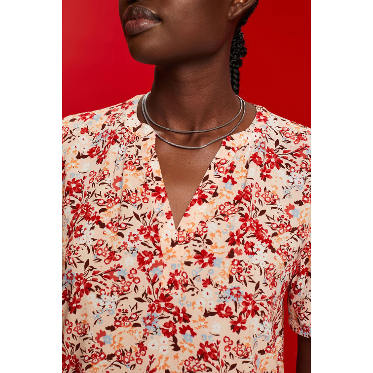 BLUSA FLORAL CON ABERTURA EN EL CUELLO MUJER ESPRIT