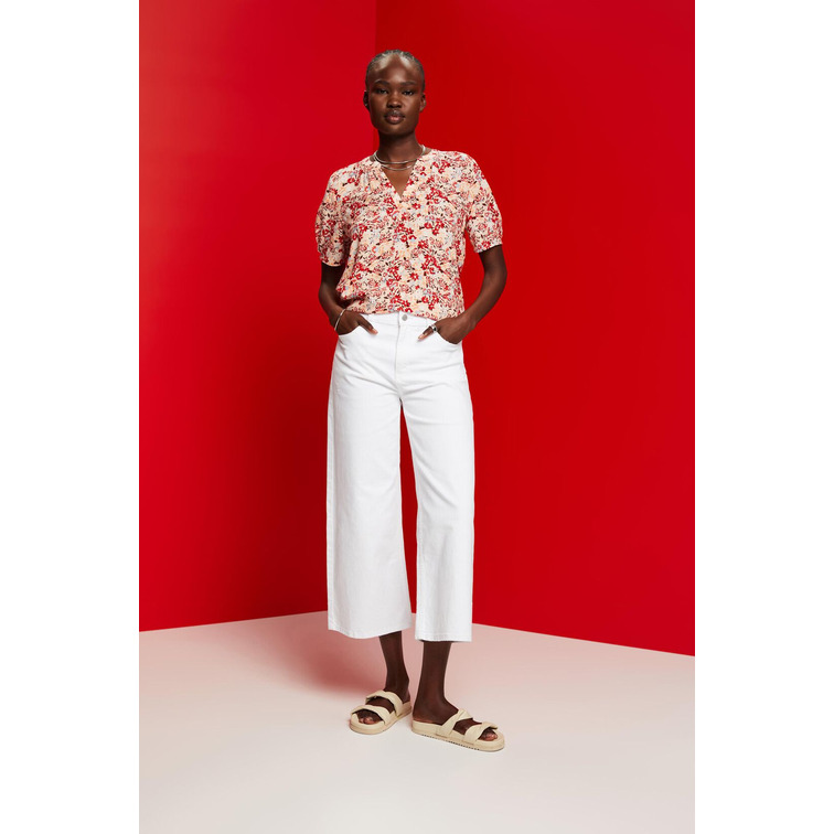 BLUSA FLORAL CON ABERTURA EN EL CUELLO MUJER ESPRIT