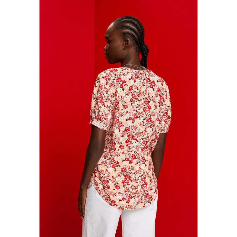 BLUSA FLORAL CON ABERTURA EN EL CUELLO MUJER ESPRIT