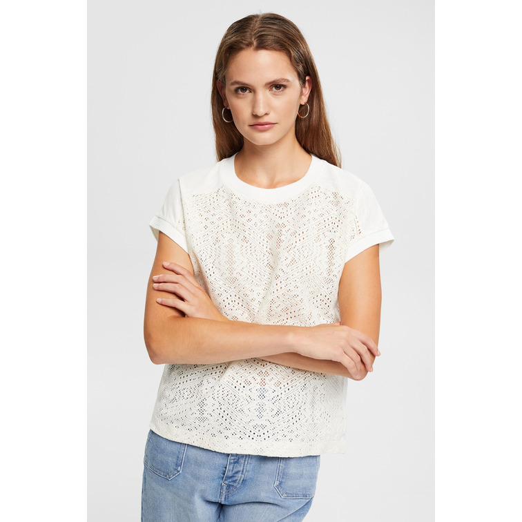 CAMISETA CON DETALLE DE GANCHILLO MUJER ESPRIT