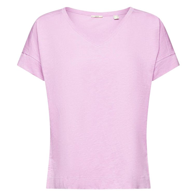 CAMISETA DE ALGODÓN CON CUELLO EN PICO MUJER ESPRIT