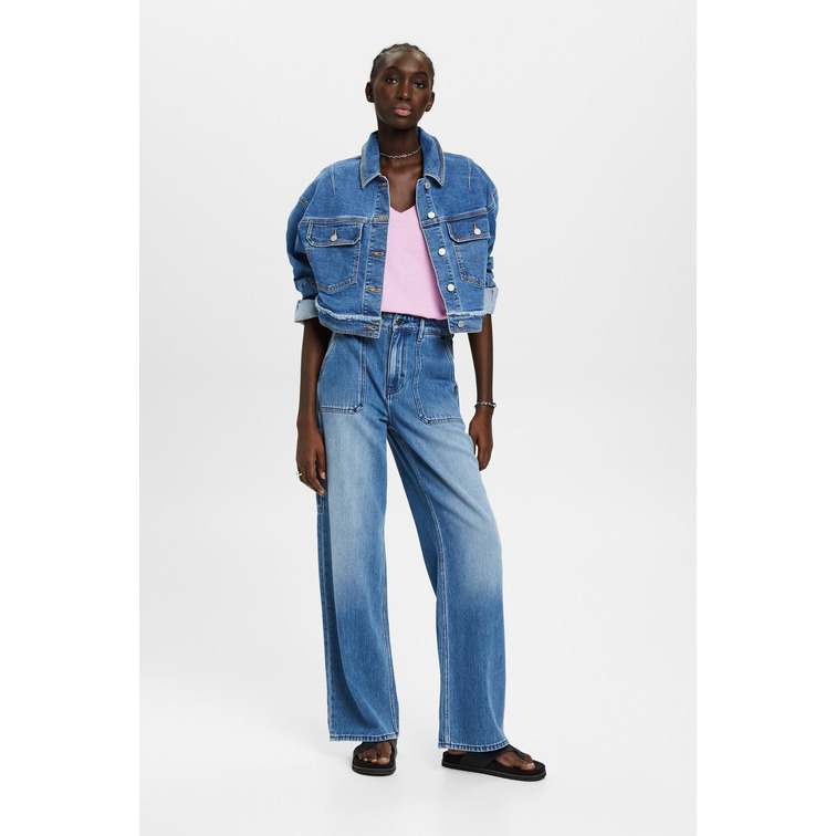 CAMISETA DE ALGODÓN CON CUELLO EN PICO MUJER ESPRIT