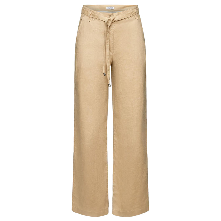 PANTALÓN WIDE LEG DE LINO CON CINTURÓN MUJER ESPRIT