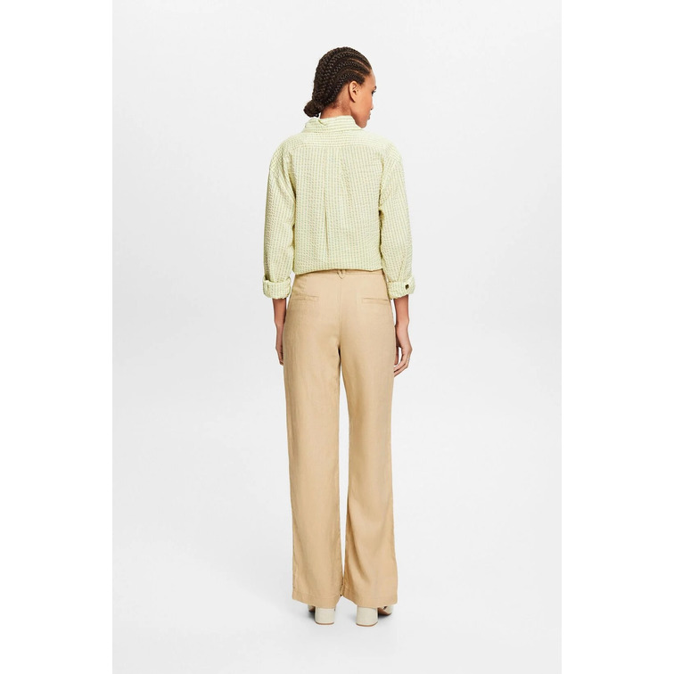 PANTALÓN WIDE LEG DE LINO CON CINTURÓN MUJER ESPRIT